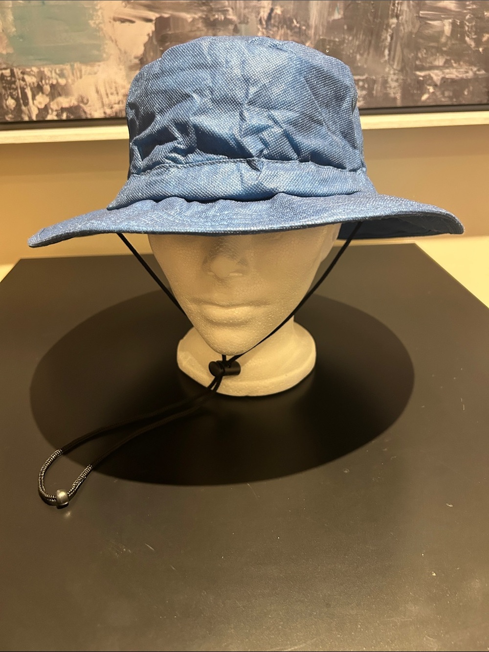 Men's Blue Bucket Hat with Adjustable Chin Cord